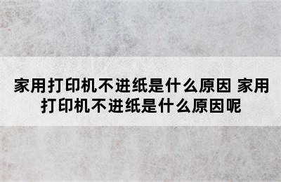 家用打印机不进纸是什么原因 家用打印机不进纸是什么原因呢